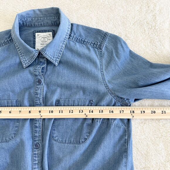 Style & Co Denim Shirt Size PM Blue Medium Wash Tie Front Western Style Cotton - Picture 9 of 9